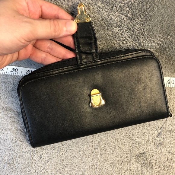 Women's Black Clutch Wallet Buckle Zip 12-Card Holders + License Window 8”x 4” - Picture 3 of 8